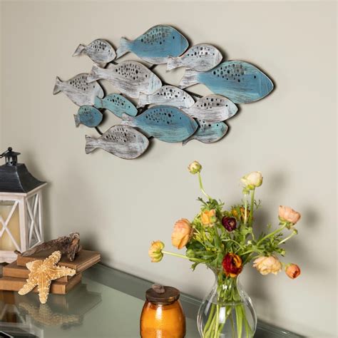 metal art for boat house|Danya B. School of Fish Modern Metal Wall Art, Perfect for .